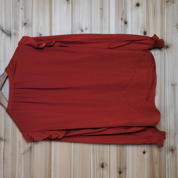 Scotch and Soda Ruffle Blouse in Burnt Orange size Small - Picture 5 of 11